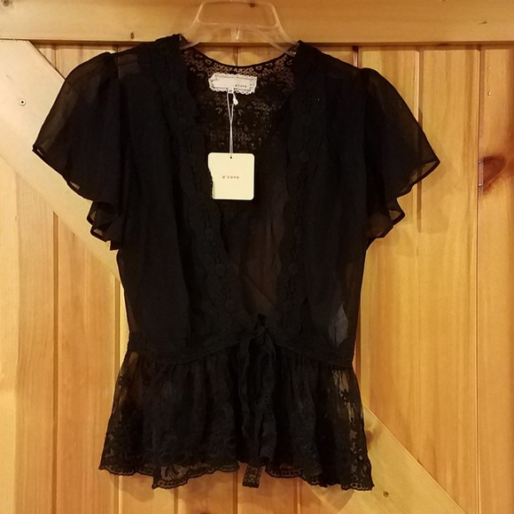 A'reve Tops - Modcloth A'reve Black Quiche Sheer Lace Cardigan